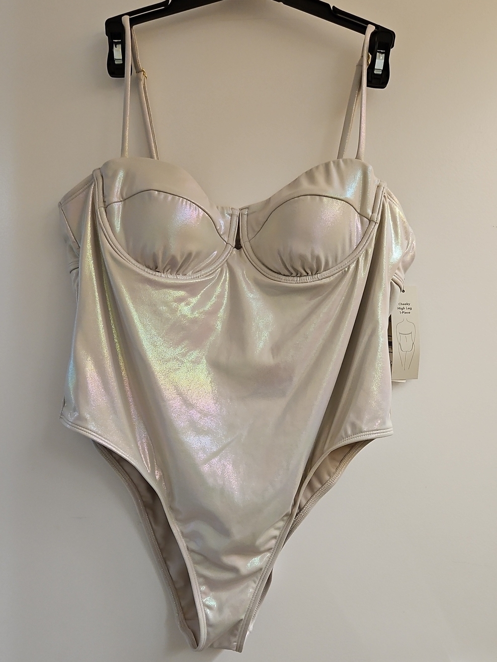 No Boundaries Iridescent Underwire One-Piece Swimsuit, XL